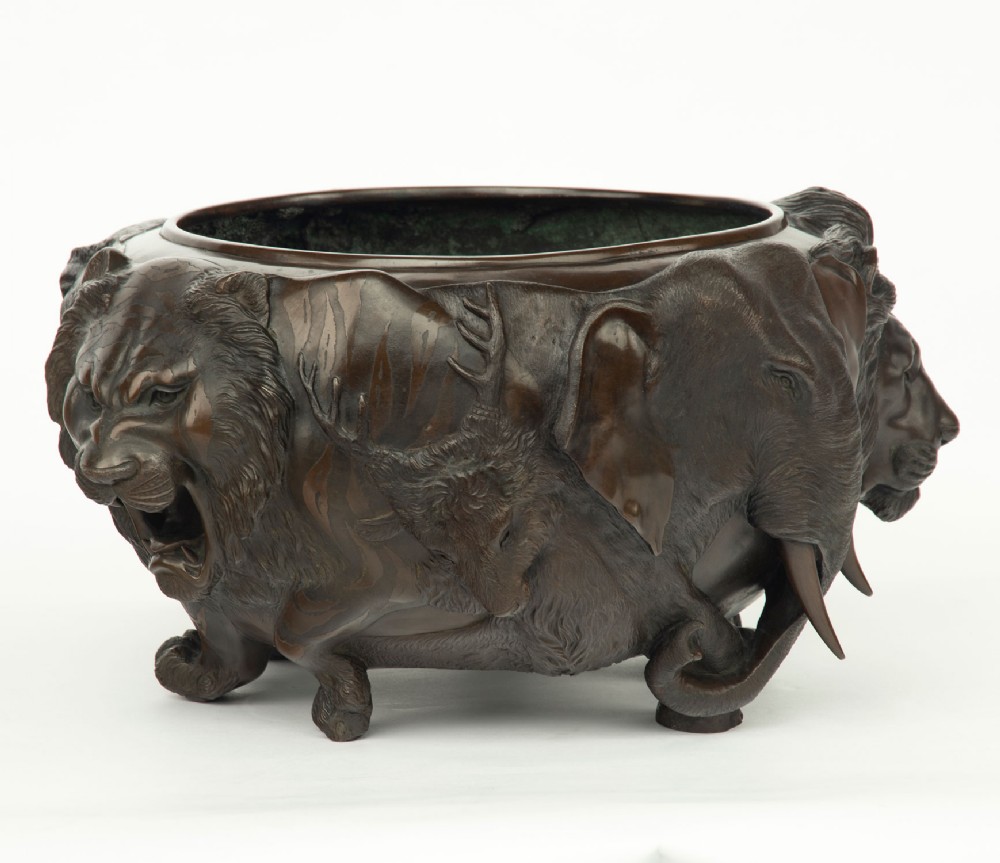 Large Japanese Bronze Zoomorphic Jardiniere by Seiya View IV