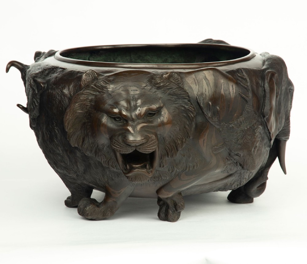 Large Japanese Bronze Zoomorphic Jardiniere by Seiya View V