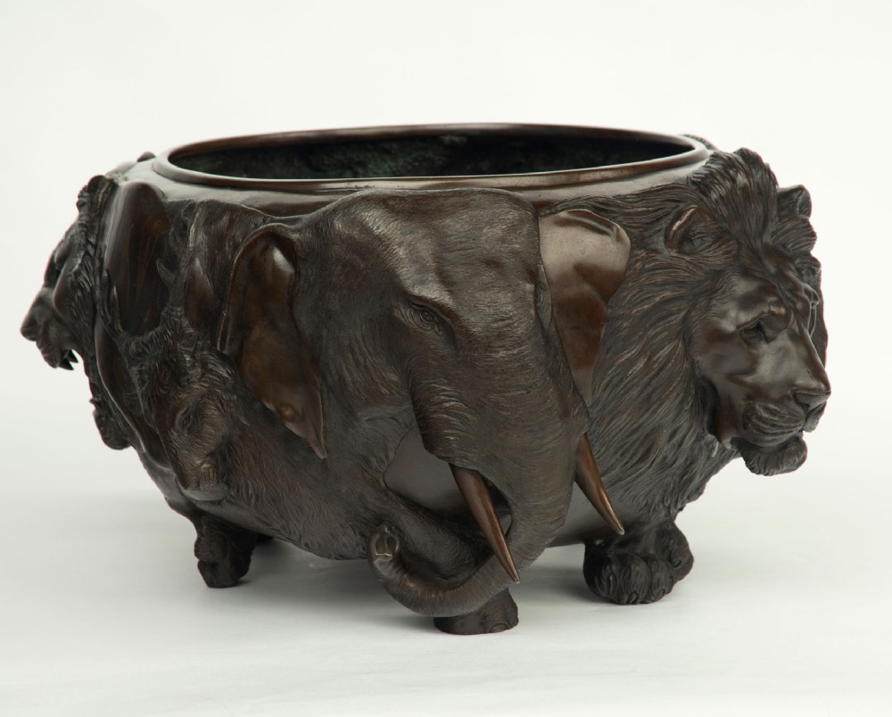 Large Japanese Bronze Zoomorphic Jardiniere by Seiya View VI