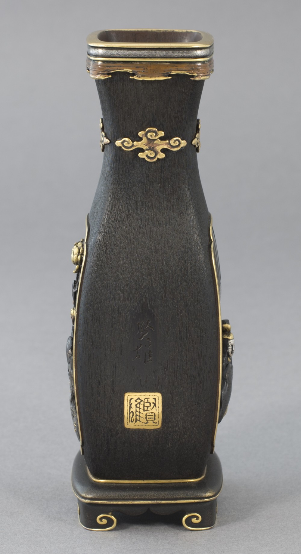 Japanese Hardwood Mixed Metal Vases - Katsuyoshi School View XVI
