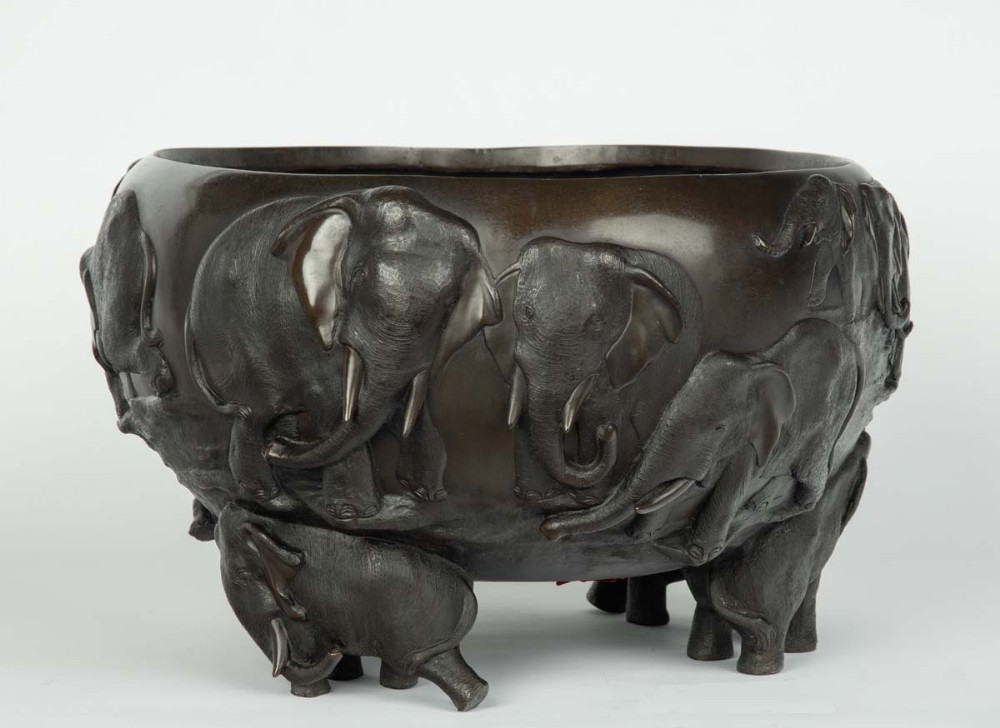 Large Japanese Bronze Elephant Jardiniere- Genryusai Seiya View VII