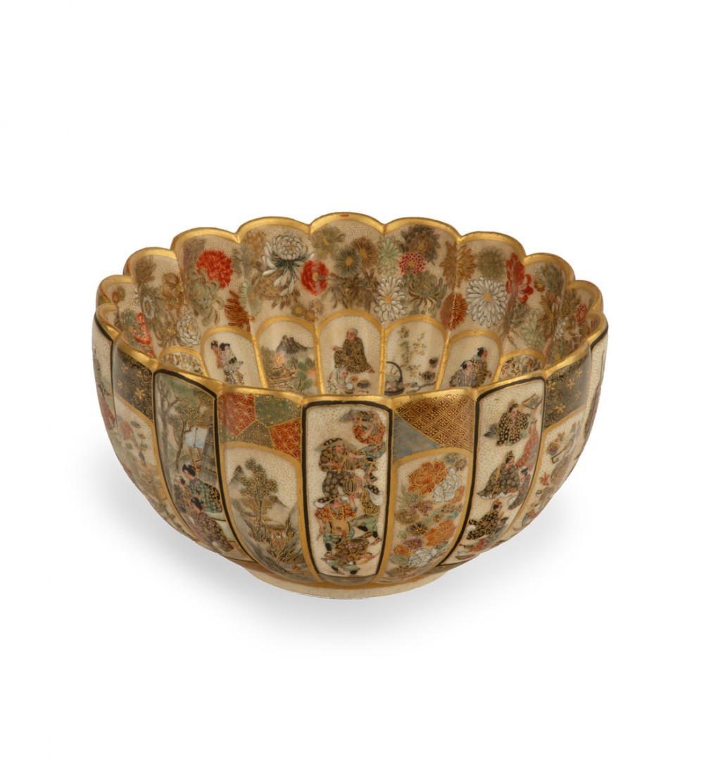 Japanese Fluted Satsuma Bowl by Seikozan View IV