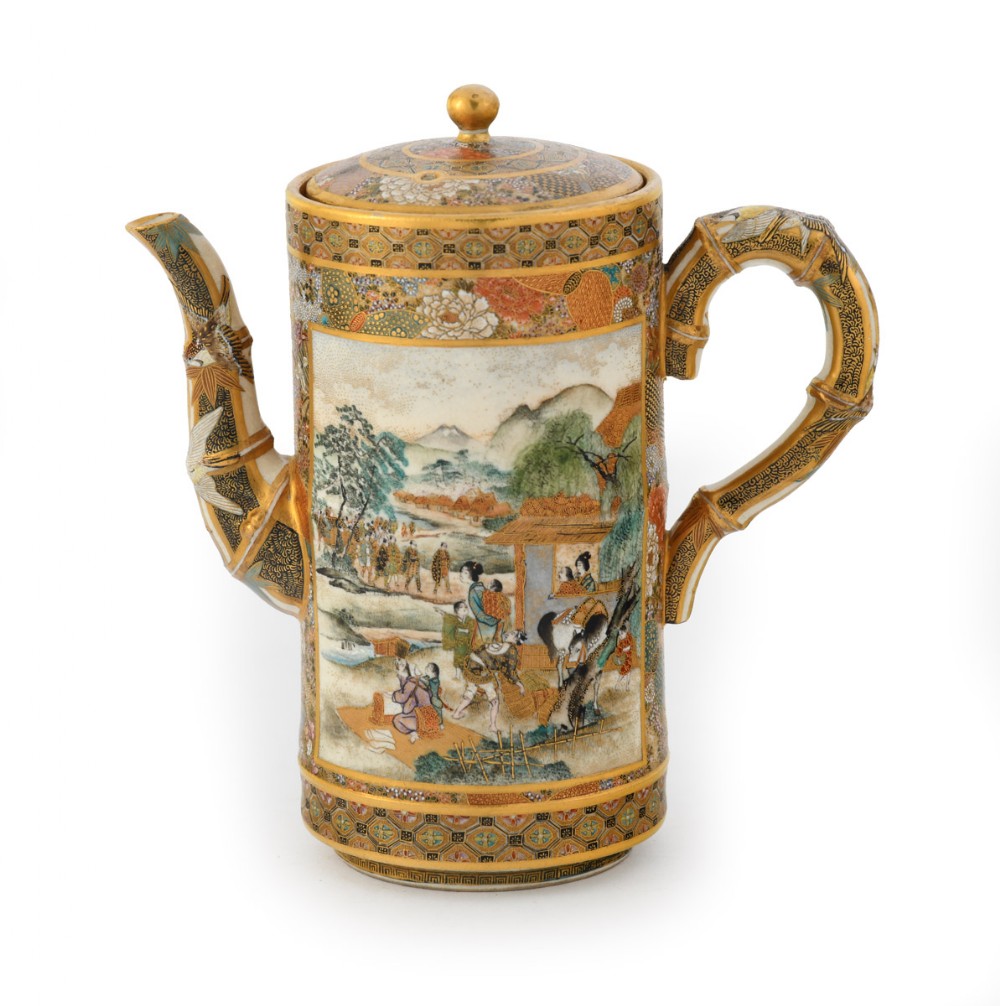 Fine Japanese Satsuma Sake Ewer by Hozan View III