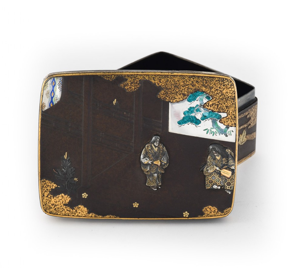 Fascinating Japanese Iron and Enamel Box View IV
