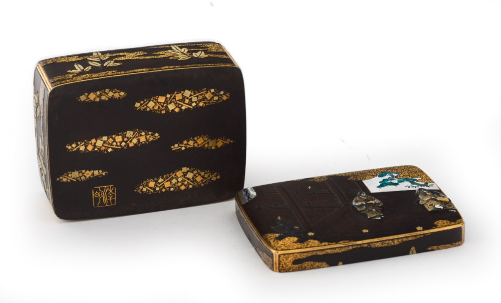 Fascinating Japanese Iron and Enamel Box View VII