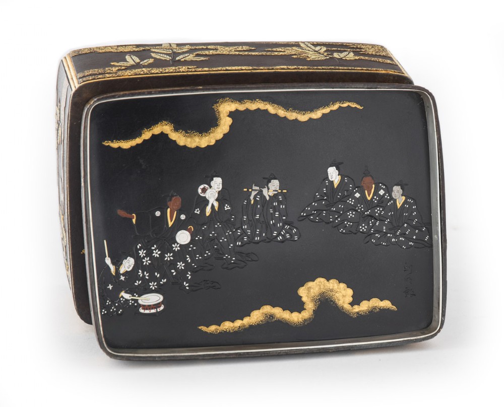 Fascinating Japanese Iron and Enamel Box View VIII