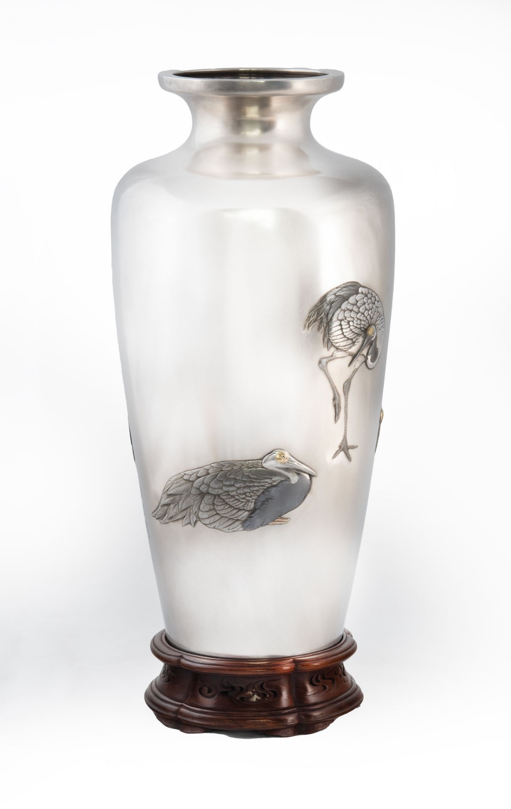 Large Japanese Silver and Mixed Metal Vase View VI