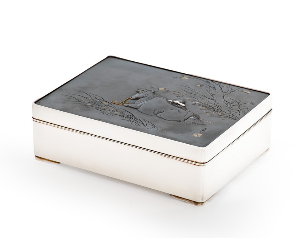 Charming Japanese Silver and Mixed Metal Table Box View V