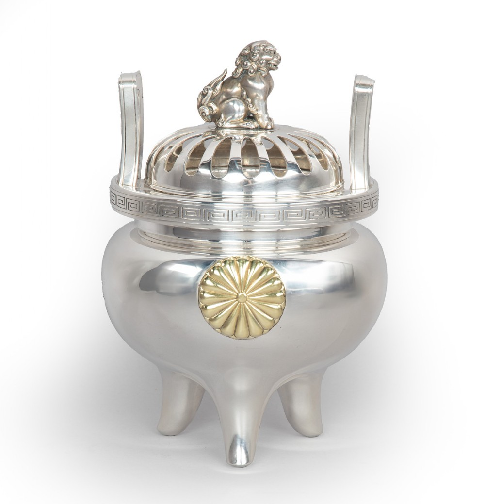 large japanese imperial silver koro tsukada shukyo 18481918 - CATEGORY: ANTIQUE SILVER - DATED 1910