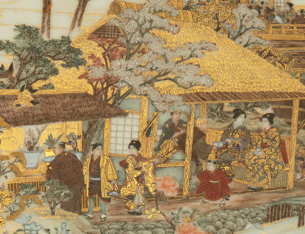 Large Rare Japanese Satsuma Porcelain Panel View V