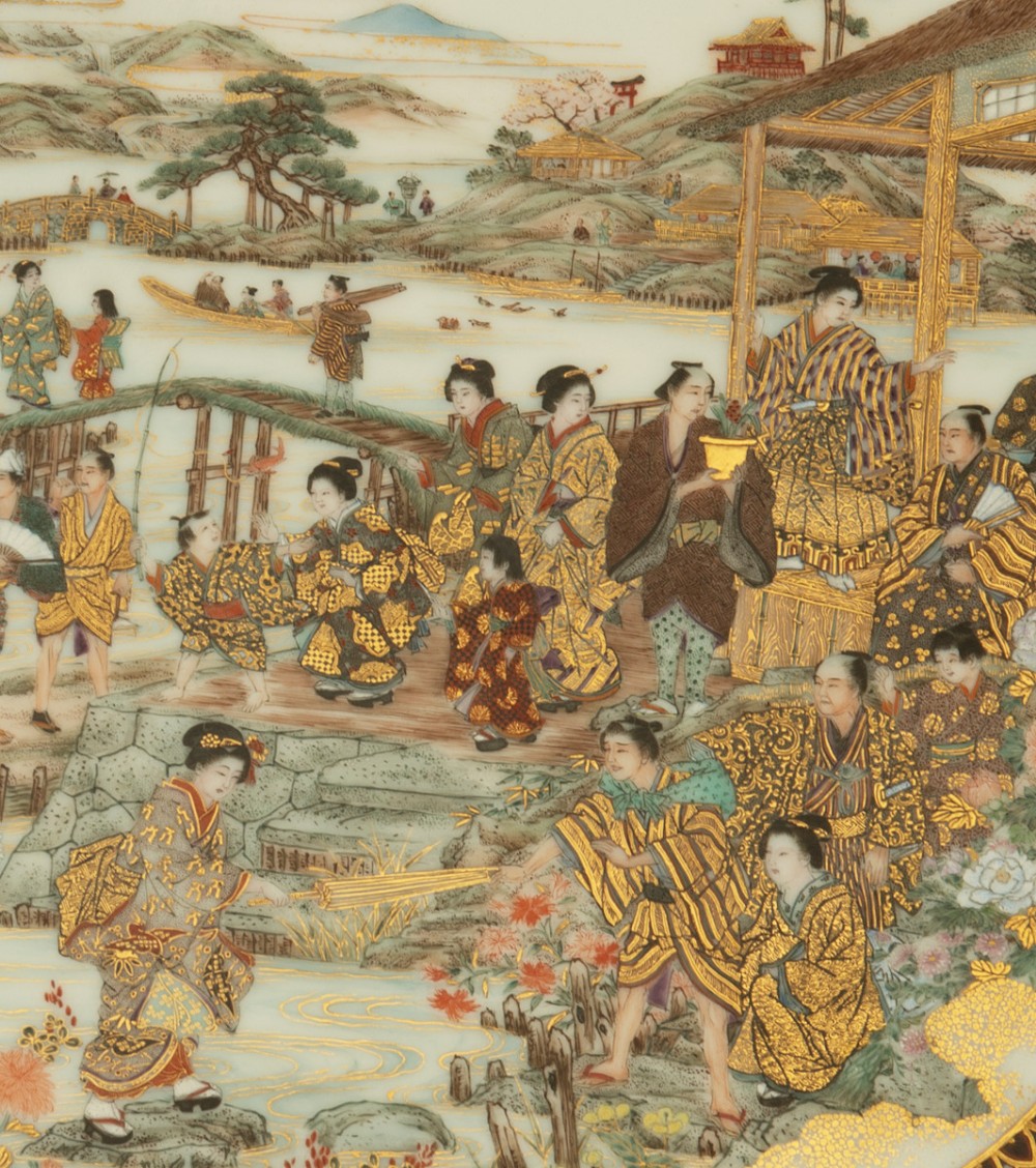 Large Rare Japanese Satsuma Porcelain Panel View VIII