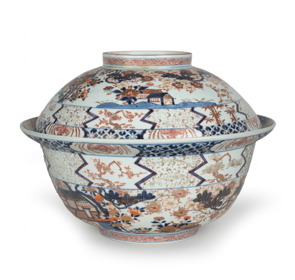 Large Scale Japanese 18th century Imari Bowl and Cover