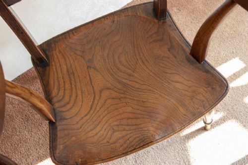 PAIR OF ASH AND FRUITWOOD SCROLL BACK WINDSOR CHAIRS - ADDITIONAL PHOTO 4