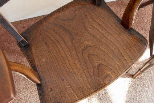 PAIR OF ASH AND FRUITWOOD SCROLL BACK WINDSOR CHAIRS - ADDITIONAL PHOTO 5