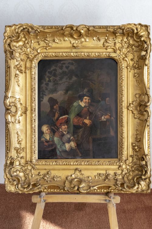 antique oil painting on zinc panel - CATEGORY: ANTIQUE ART - DATED 19TH CENTURY