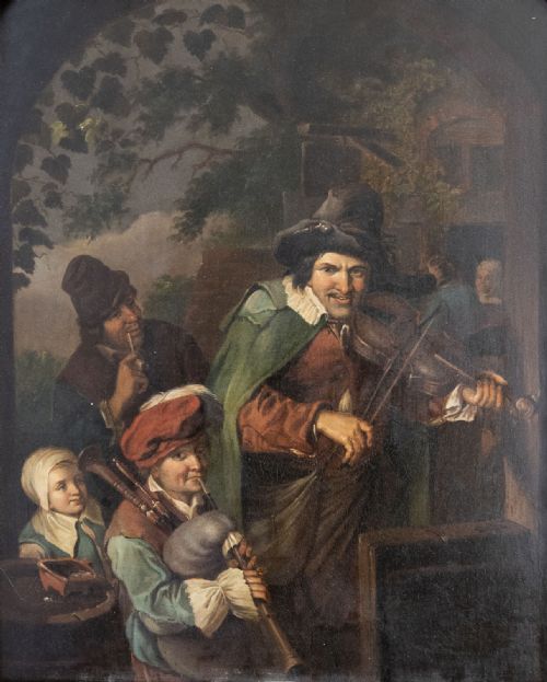 ANTIQUE OIL PAINTING ON ZINC PANEL - ADDITIONAL PHOTO 1