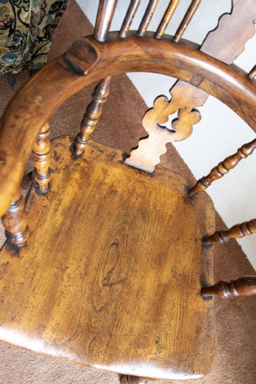 ELEGANT EARLY 19TH CENTURY ASH YORKSHIRE BROAD ARM WINDSOR CHAIR - ADDITIONAL PHOTO 3