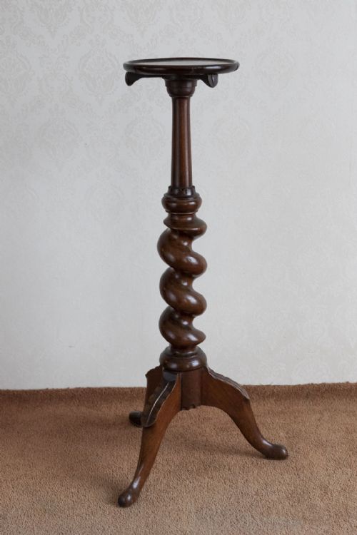 victorian mahogany plant stand with finely turned stem - CATEGORY: ANTIQUE MISCELLANEOUS - DATED 19TH CENTURY