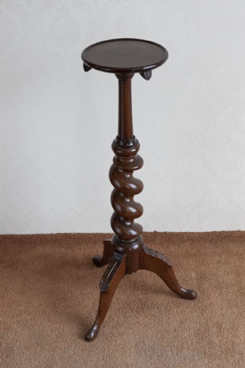 VICTORIAN MAHOGANY PLANT STAND WITH FINELY TURNED STEM - ADDITIONAL PHOTO 1