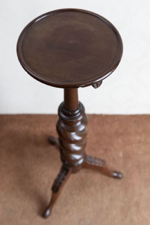 VICTORIAN MAHOGANY PLANT STAND WITH FINELY TURNED STEM - ADDITIONAL PHOTO 4
