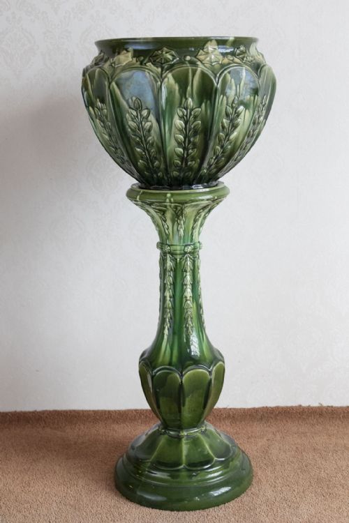 VICTORIAN POTTERY JARDINAIRE ON STAND - ADDITIONAL PHOTO 1