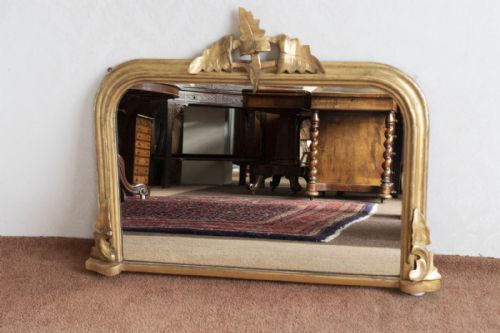victorian gilt overmantel mirror of small size - CATEGORY: ANTIQUE MIRRORS - DATED 19TH CENTURY