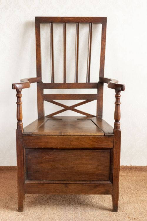 18TH CENTURY COMMODE CHAIR IN OAK - ADDITIONAL PHOTO 1
