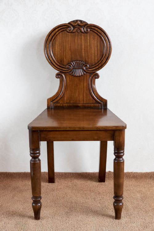 fine quality mahogany hall chair - CATEGORY: ANTIQUE CHAIRS - DATED 19TH CENTURY
