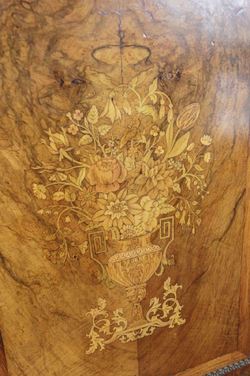 ENGLISH BURR WALNUT CABINET WITH MARQUETRY DETAIL - ADDITIONAL PHOTO 3