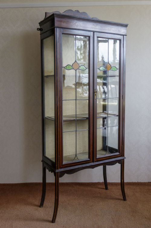 LATE 19TH CENTURY MAHOGANY INLAID CHINA CABINET - ADDITIONAL PHOTO 1