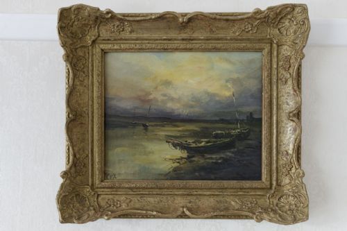oil painting by norfolk artist jack cox - CATEGORY: ANTIQUE ART - DATED 1960