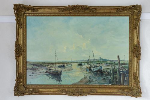 original oil painting by norfolk artist jack cox - CATEGORY: ANTIQUE ART - DATED 1960