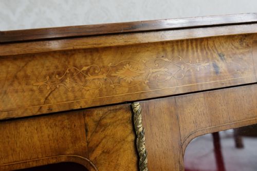 VICTORIAN BURR WALNUT BOOKCASE WITH TWO DOORS - ADDITIONAL PHOTO 9