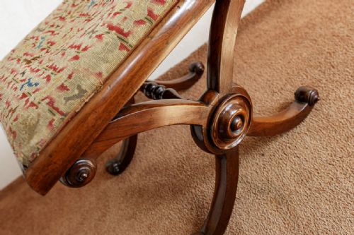 EARLY 19TH CENTURY MAHOGANY X STRETCHER STOOL - ADDITIONAL PHOTO 2