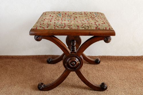 EARLY 19TH CENTURY MAHOGANY X STRETCHER STOOL - ADDITIONAL PHOTO 6