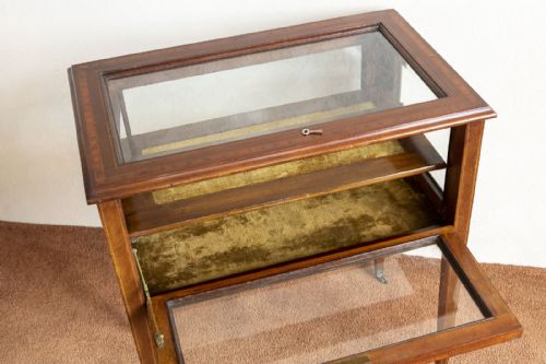 VICTORIAN MAHOGANY INLAID GLASS DISPLAY CABINET - ADDITIONAL PHOTO 4