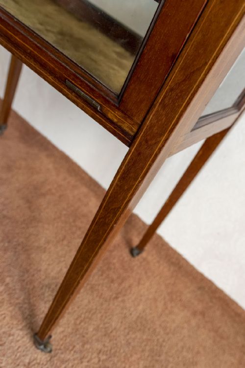 VICTORIAN MAHOGANY INLAID GLASS DISPLAY CABINET - ADDITIONAL PHOTO 7