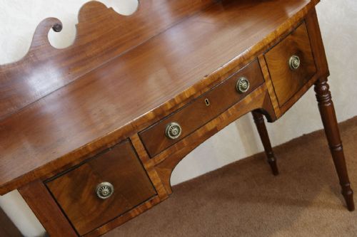 BOWFRONT SIDE TABLE WITH THREE DRAWERS - ADDITIONAL PHOTO 4