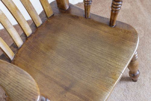 VICTORIAN GRANDAD CHAIR IN ASH WITH A LATH BACK - ADDITIONAL PHOTO 3