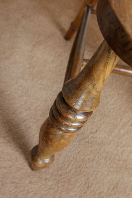 VICTORIAN GRANDAD CHAIR IN ASH WITH A LATH BACK - ADDITIONAL PHOTO 5
