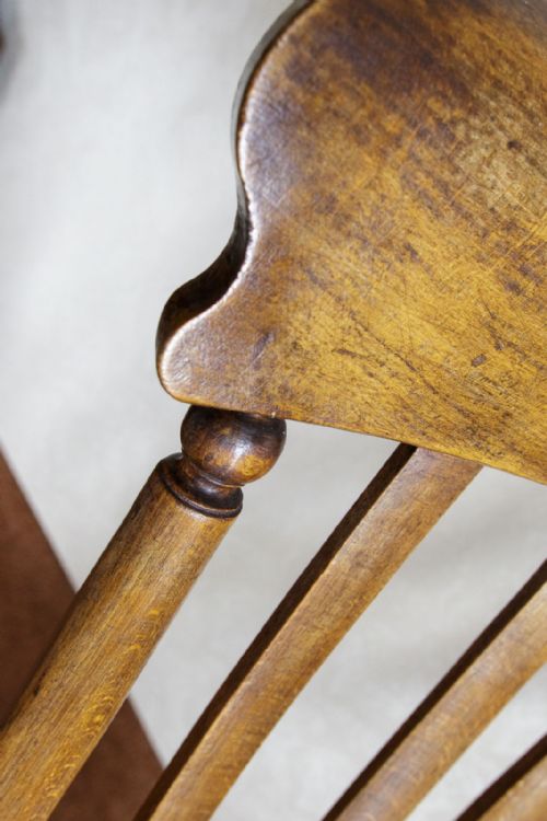 VICTORIAN GRANDAD CHAIR IN ASH WITH A LATH BACK - ADDITIONAL PHOTO 6