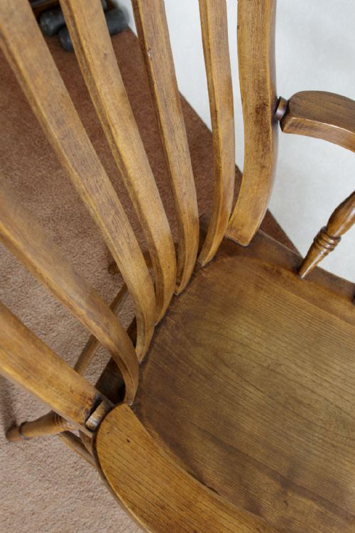 VICTORIAN GRANDAD CHAIR IN ASH WITH A LATH BACK - ADDITIONAL PHOTO 7