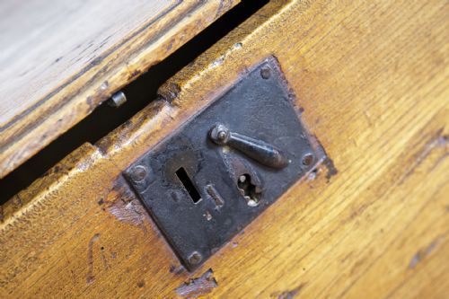 18TH CENTURY ENGLISH ELM SWORD OR PLANK CHEST - ADDITIONAL PHOTO 2