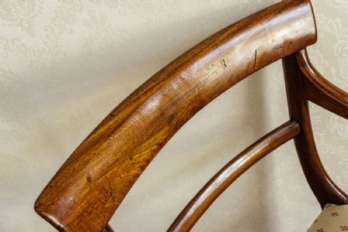 MAHOGANY CARVER CHAIR WITH SHEPHERDS CROOK ARMS - ADDITIONAL PHOTO 4