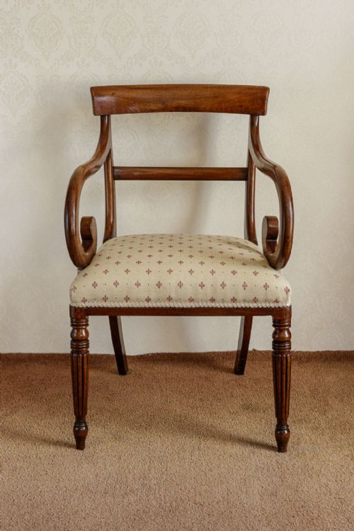 MAHOGANY CARVER CHAIR WITH SHEPHERDS CROOK ARMS - ADDITIONAL PHOTO 7