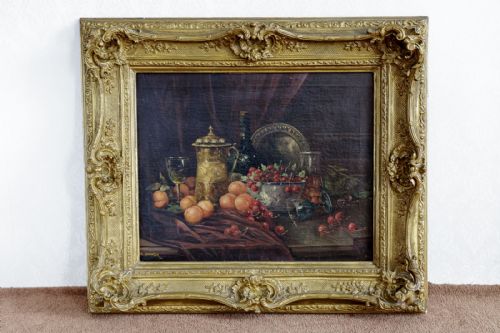 early 19th century oil on canvas by m winker - CATEGORY: ANTIQUE ART - DATED 1940