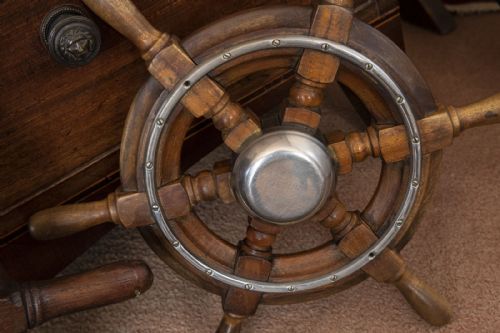 SET OF THREE VINTAGE SHIPS WHEELS - ADDITIONAL PHOTO 3