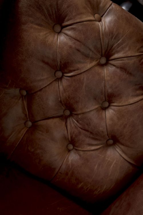 EARLY 19TH CENTURY EASY CHAIR WITH A VERY ATTRACTIVE QUALITY LEATHER COVERING - ADDITIONAL PHOTO 3