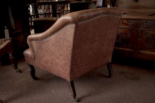 EARLY 19TH CENTURY EASY CHAIR WITH A VERY ATTRACTIVE QUALITY LEATHER COVERING - ADDITIONAL PHOTO 8