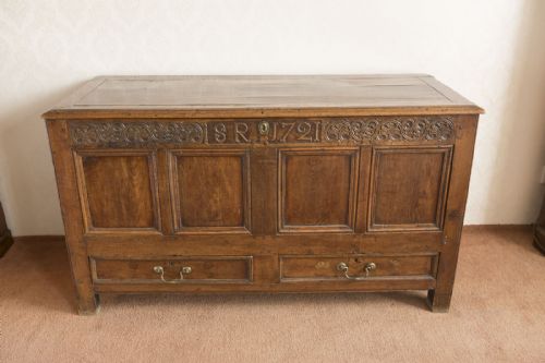 GOOD EARLY 18TH CENTURY OAK MULE CHEST - ADDITIONAL PHOTO 11